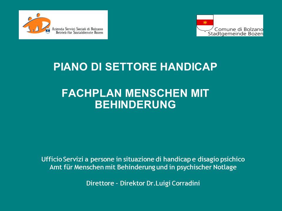 PIANO DI SETTORE HANDICAP FACHPLAN MENSCHEN MIT BEHINDERUNG