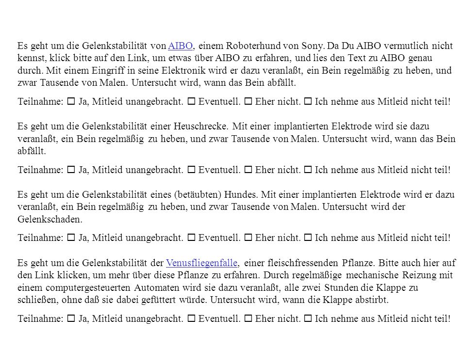 Es geht um die Gelenkstabilität von AIBO, einem Roboterhund von Sony