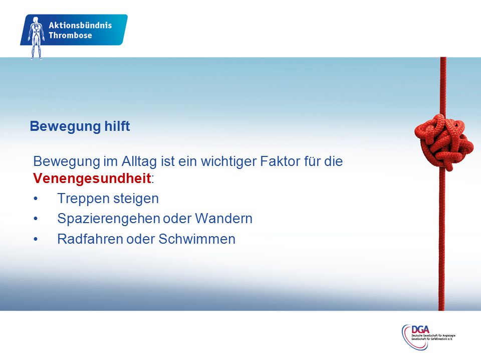 Bewegung hilft Bewegung im Alltag ist ein wichtiger Faktor für die Venengesundheit: Treppen steigen.