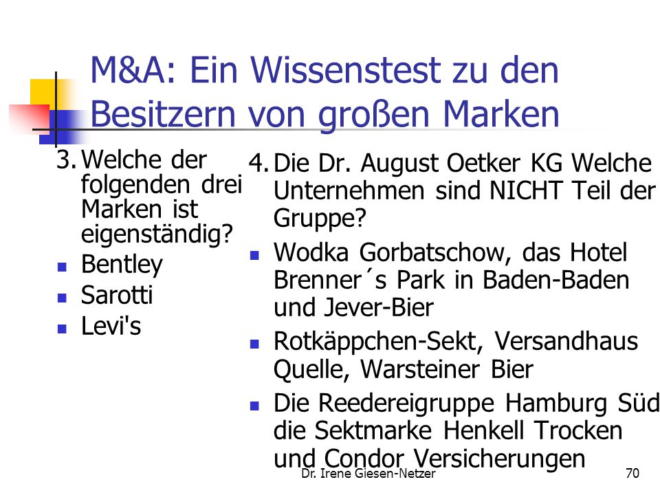 M&A: Ein Wissenstest zu den Besitzern von großen Marken