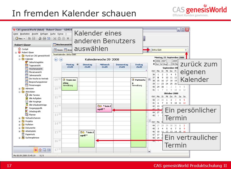 In fremden Kalender schauen