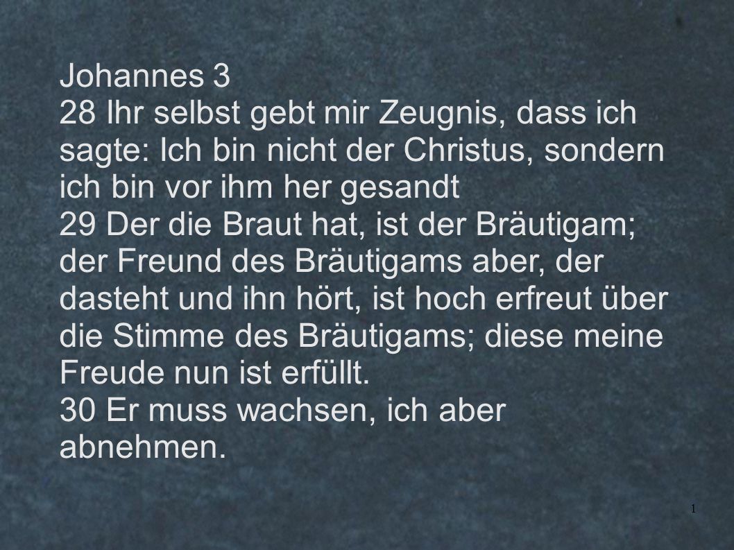 Johannes 3 28 Ihr selbst gebt mir Zeugnis, dass ich sagte: Ich bin nicht der Christus, sondern ich bin vor ihm her gesandt.