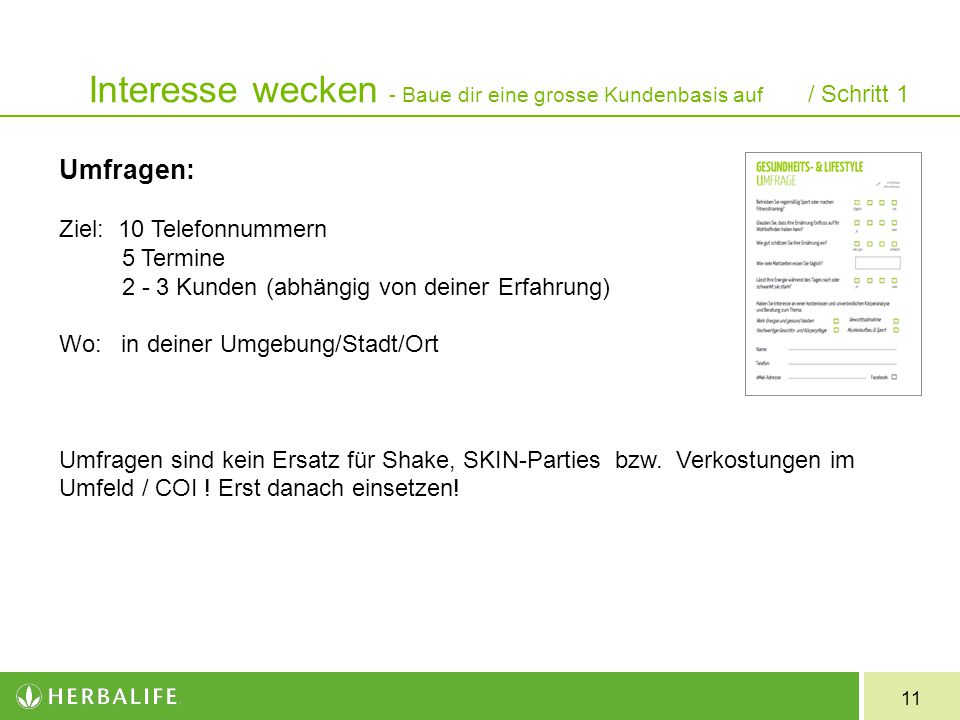 Interesse wecken - Baue dir eine grosse Kundenbasis auf / Schritt 1