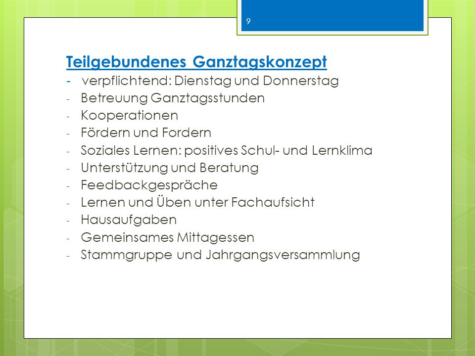 Teilgebundenes Ganztagskonzept