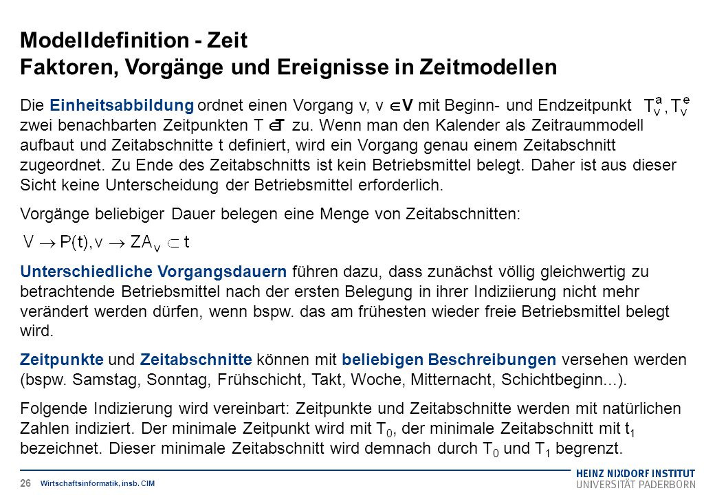 Modelldefinition - Zeit Faktoren, Vorgänge und Ereignisse in Zeitmodellen