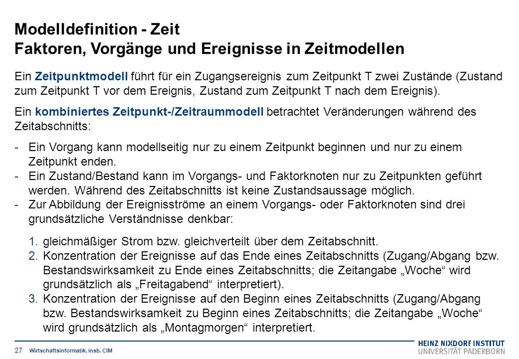 Modelldefinition - Zeit Faktoren, Vorgänge und Ereignisse in Zeitmodellen