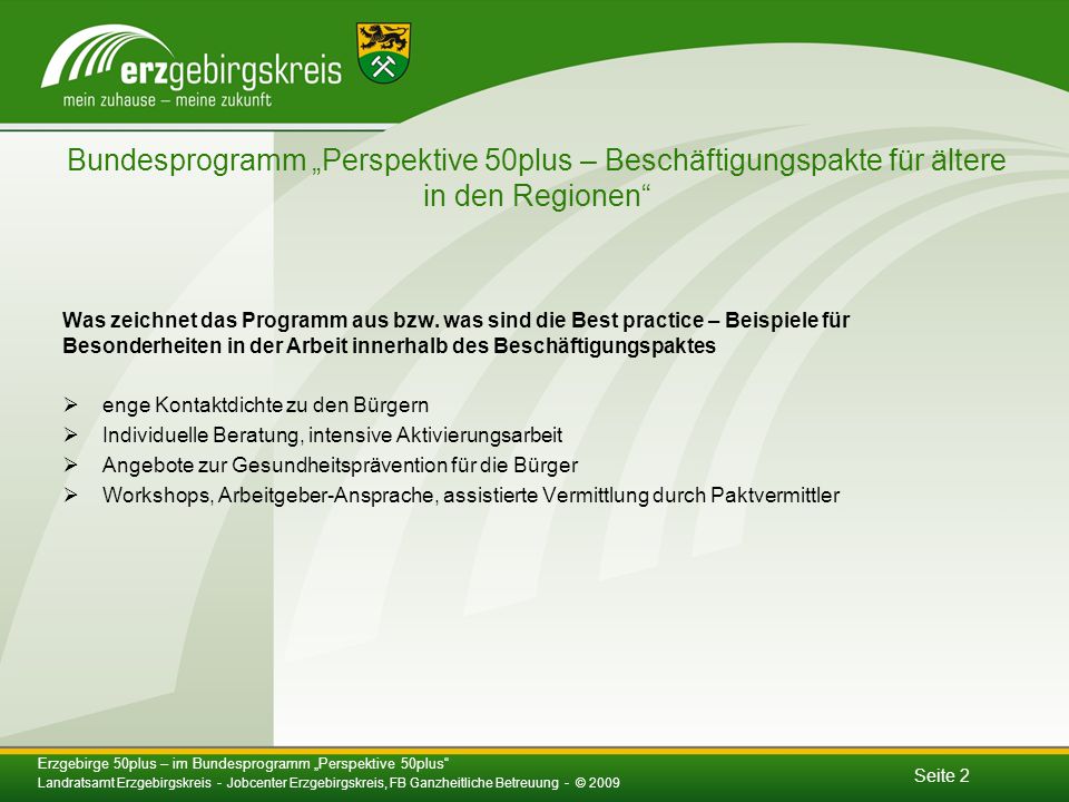 Bundesprogramm „Perspektive 50plus – Beschäftigungspakte für ältere in den Regionen