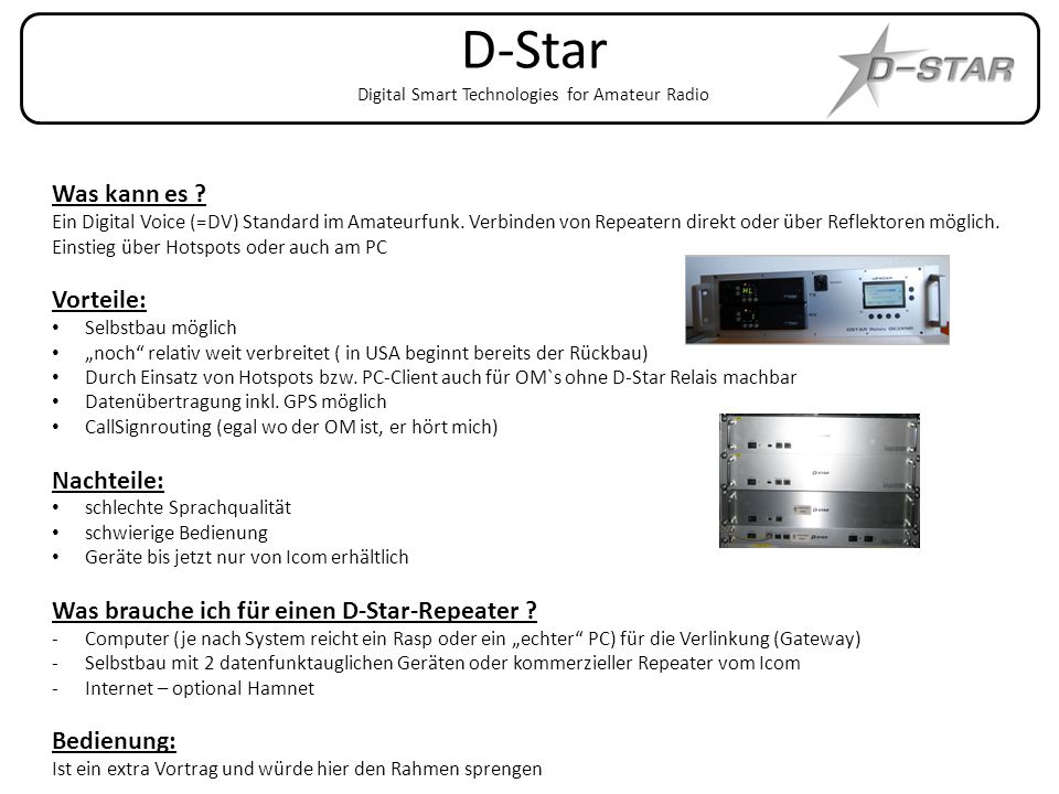D-Star Digital Smart Technologies for Amateur Radio - ppt herunterladen