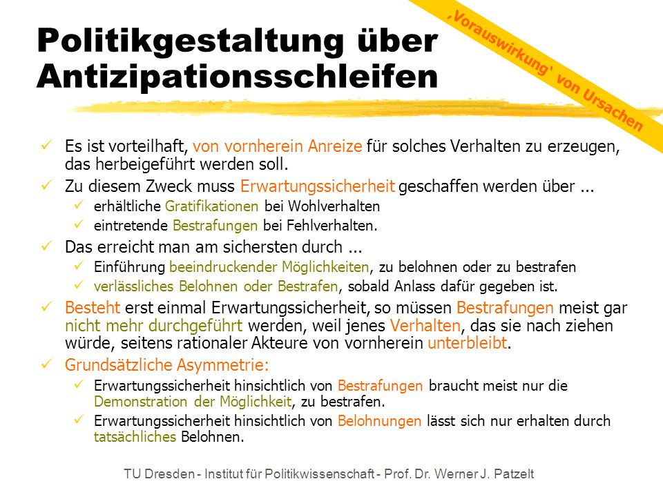 Politikgestaltung über Antizipationsschleifen
