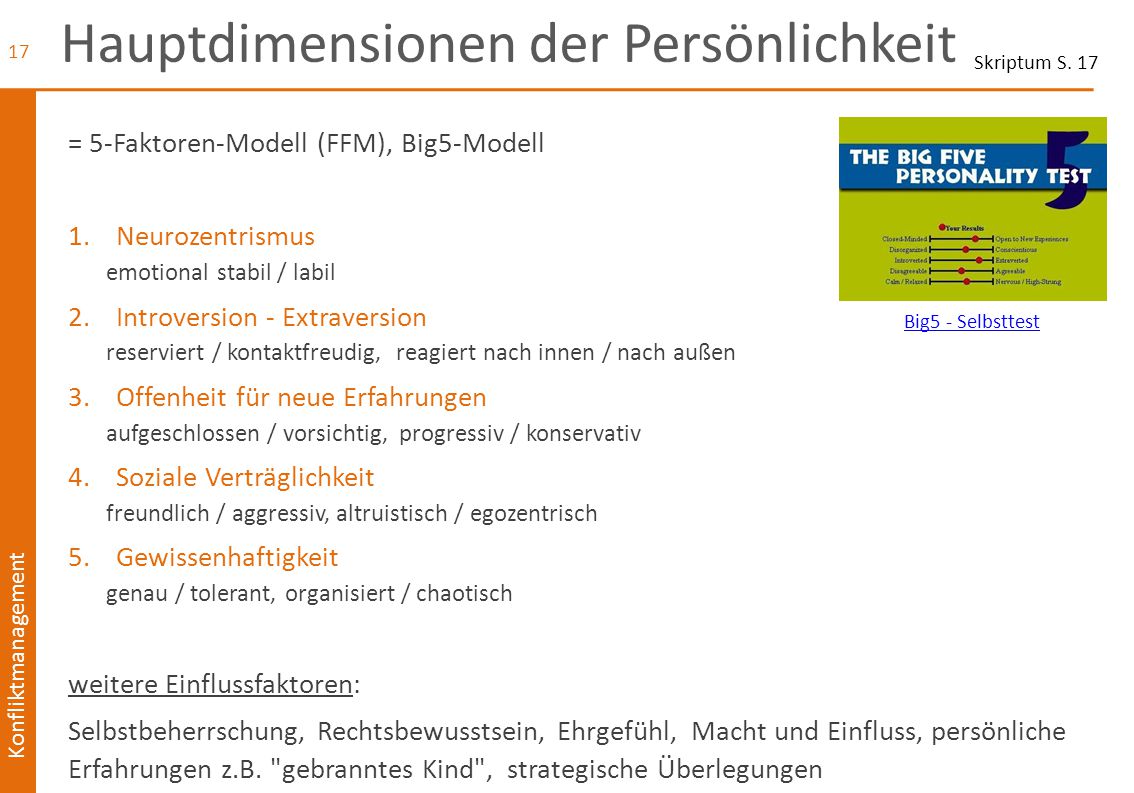 Hauptdimensionen der Persönlichkeit