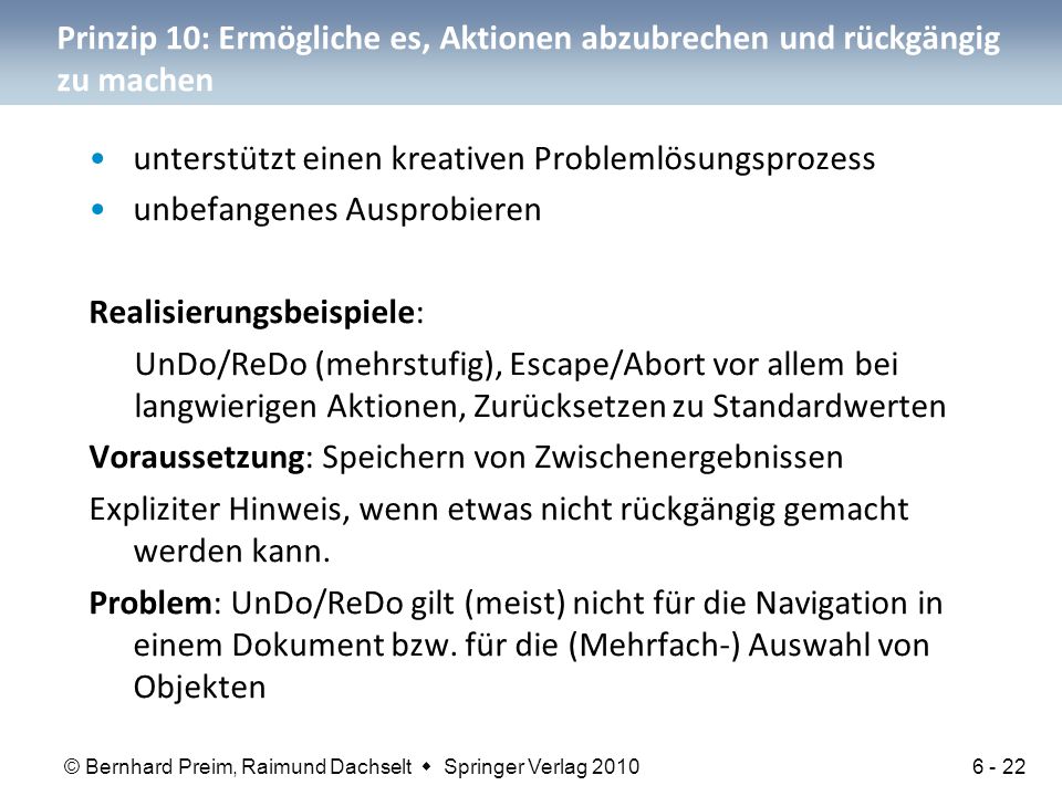 Prinzip 10: Ermögliche es, Aktionen abzubrechen und rückgängig zu machen