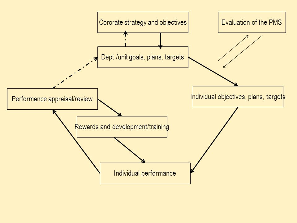 Cororate strategy and objectives Evaluation of the PMS