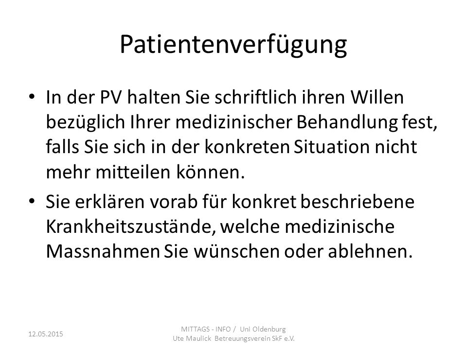 MITTAGS - INFO / Uni Oldenburg Ute Maulick Betreuungsverein SkF e.V.