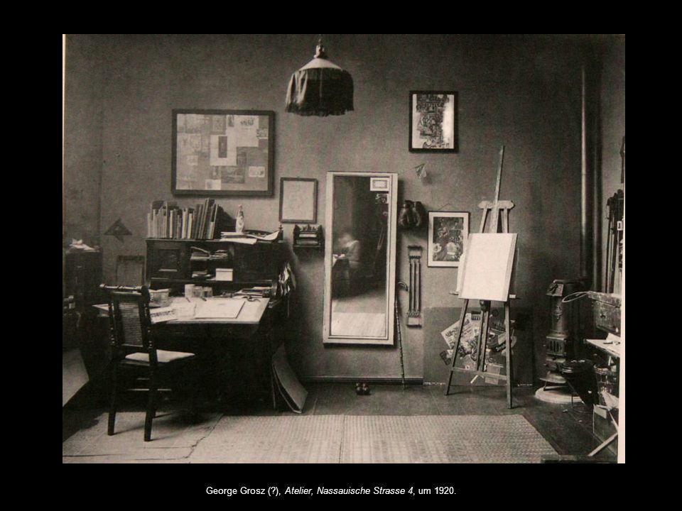George Grosz ( ), Atelier, Nassauische Strasse 4, um 1920.