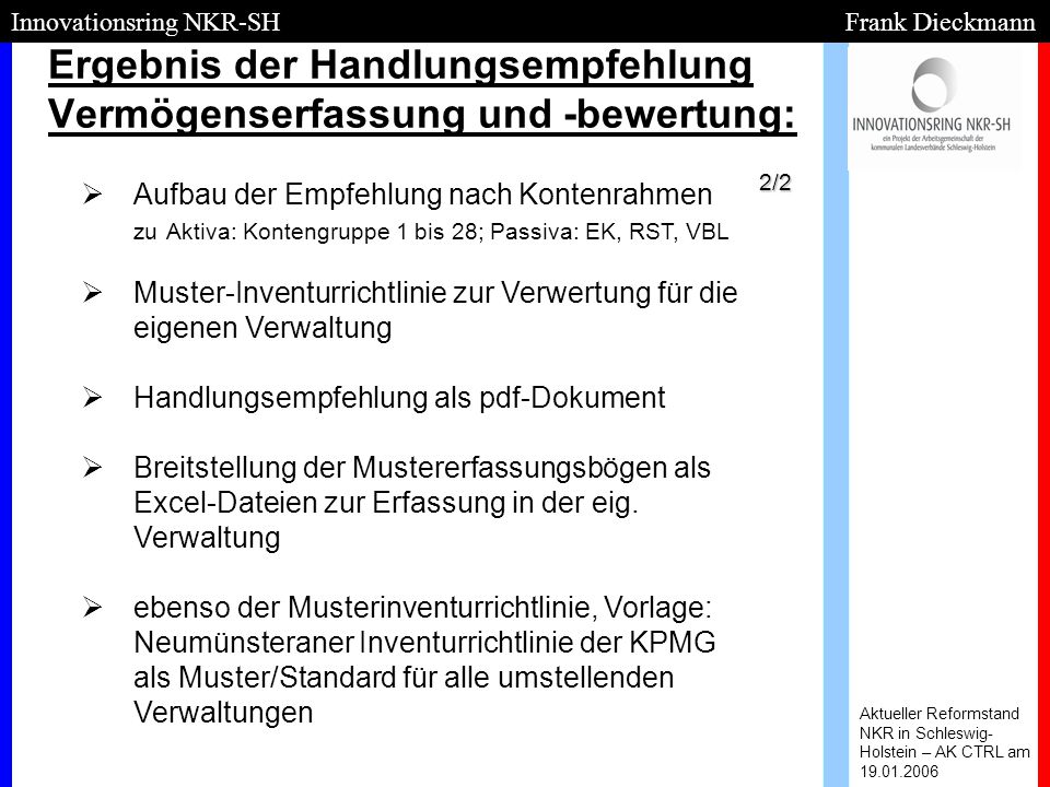 Ergebnis der Handlungsempfehlung Vermögenserfassung und -bewertung:
