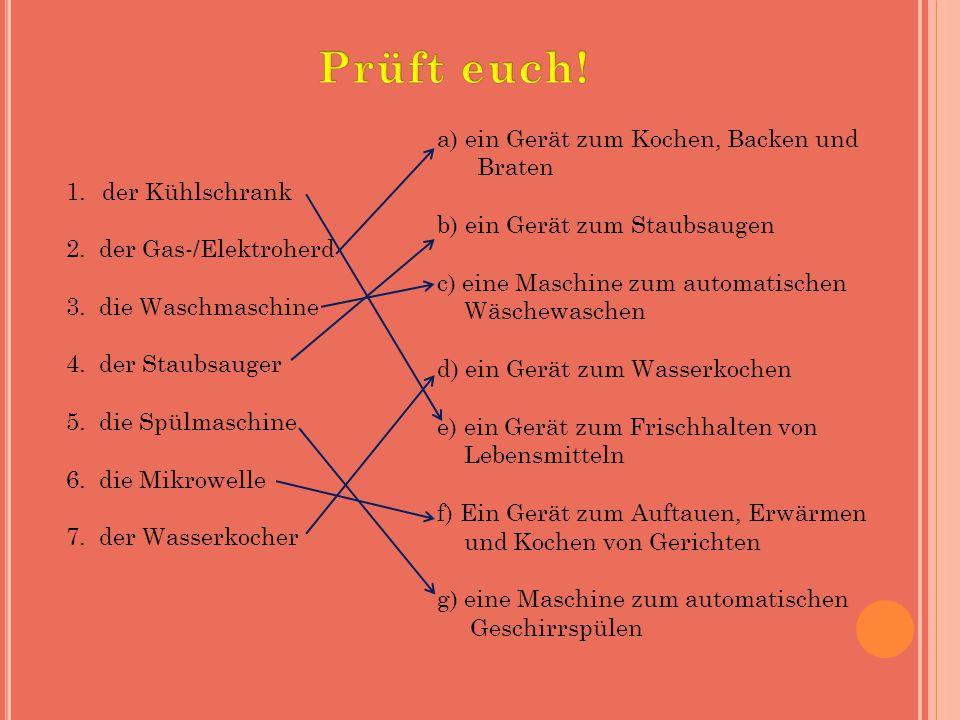 Prüft euch! a) ein Gerät zum Kochen, Backen und Braten