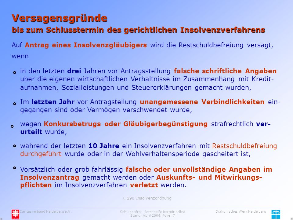 Schuldenfrei - Jetzt helfe ich mir selbst Stand: April 2004, Folie: 7