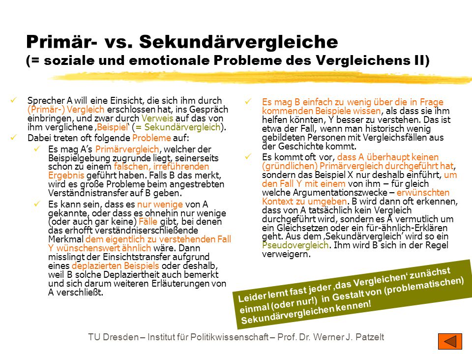 Primär- vs. Sekundärvergleiche (= soziale und emotionale Probleme des Vergleichens II)