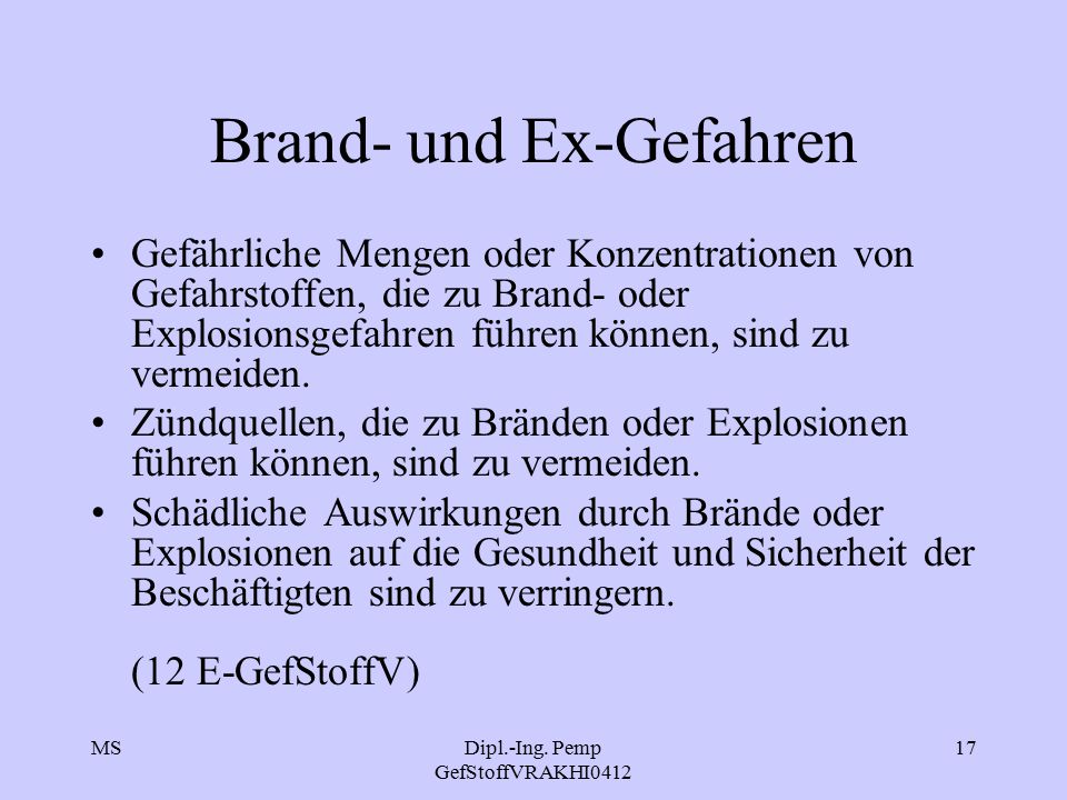 Brand- und Ex-Gefahren