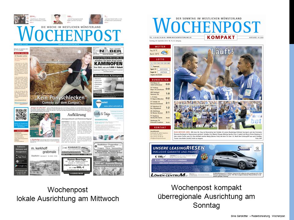überregionale Ausrichtung am Sonntag Wochenpost