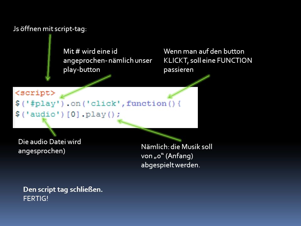 Js öffnen mit script-tag: