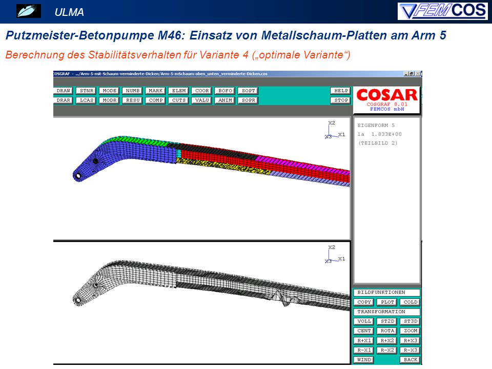 Putzmeister-Betonpumpe M46: Einsatz von Metallschaum-Platten am Arm 5
