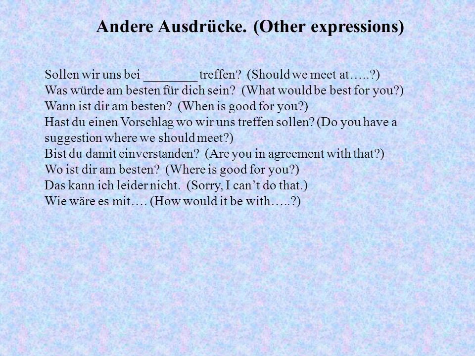 Andere Ausdrücke. (Other expressions)