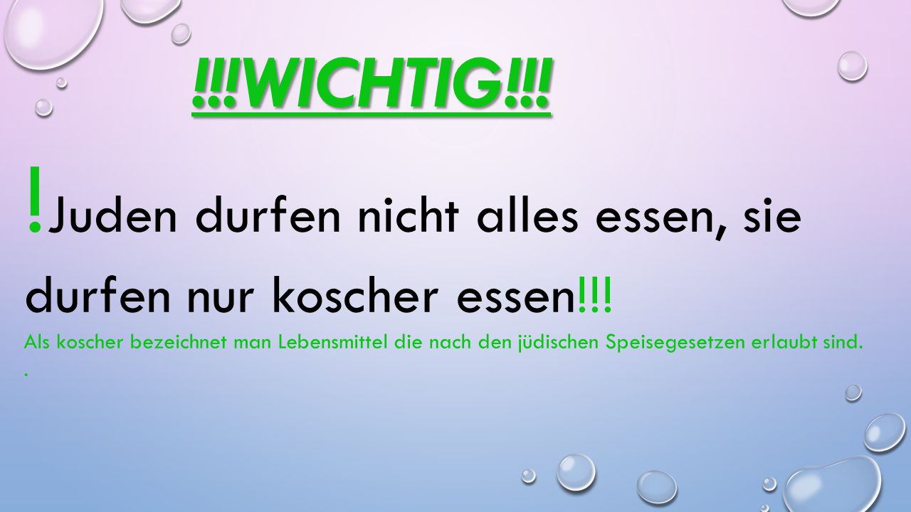 !Juden durfen nicht alles essen, sie durfen nur koscher essen!!!