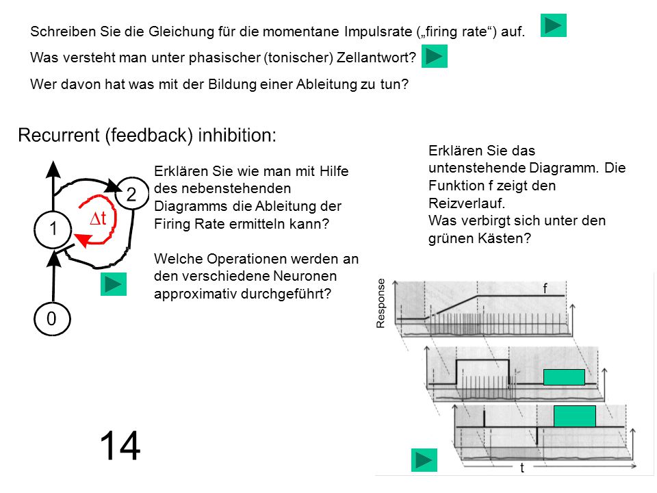 Schreiben Sie die Gleichung für die momentane Impulsrate („firing rate ) auf.