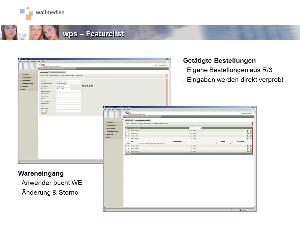 wps – Featurelist Getätigte Bestellungen : Eigene Bestellungen aus R/3