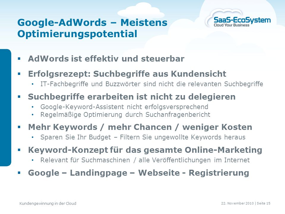 Google-AdWords – Meistens Optimierungspotential