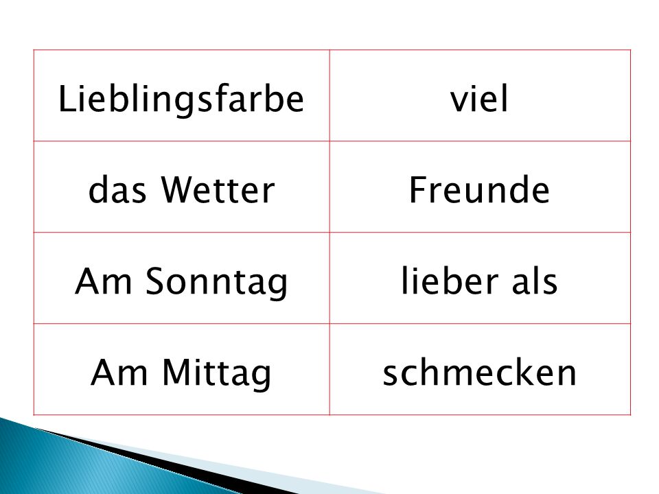 Lieblingsfarbe viel das Wetter Freunde Am Sonntag lieber als Am Mittag schmecken