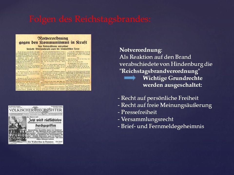 Folgen des Reichstagsbrandes: