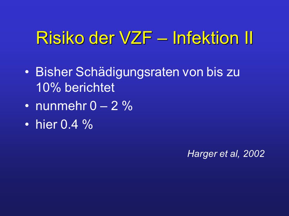 Risiko der VZF – Infektion II