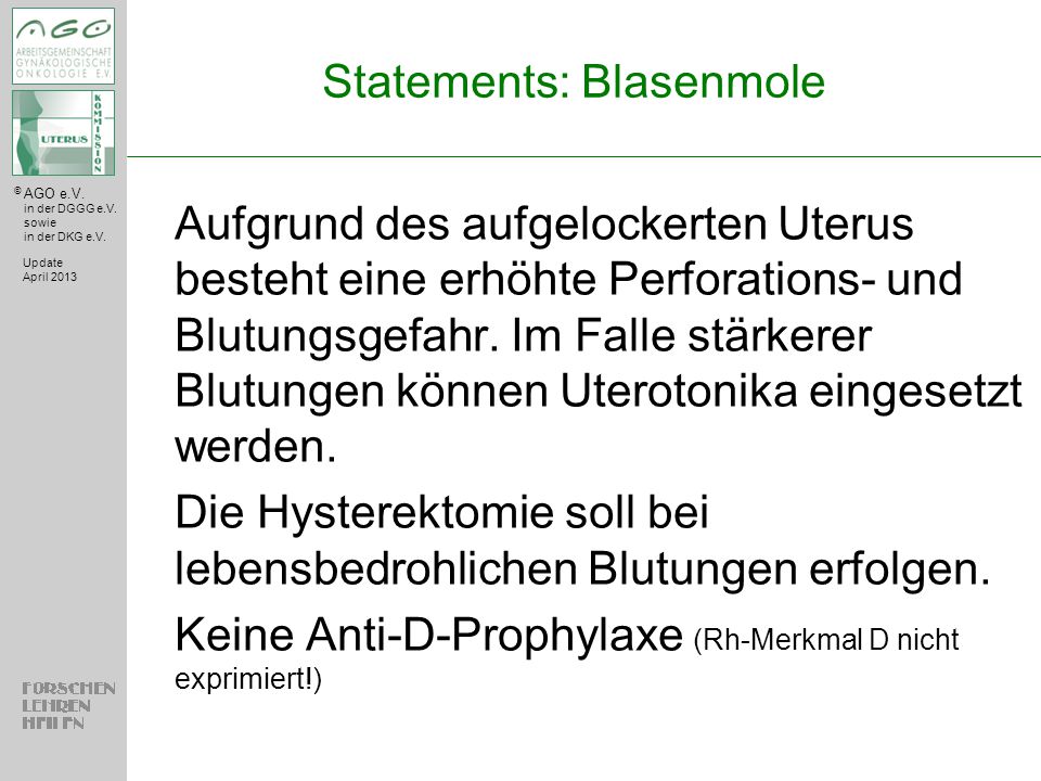Statements: Blasenmole