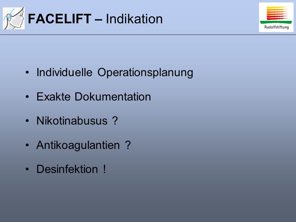 FACELIFT – Indikation Individuelle Operationsplanung