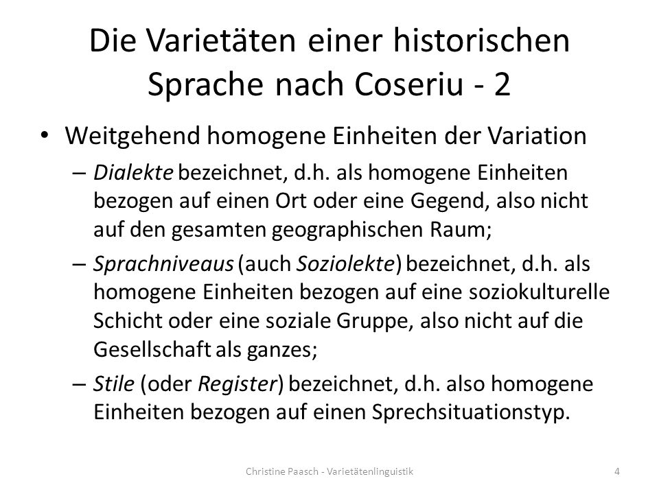 Die Varietäten einer historischen Sprache nach Coseriu - 2