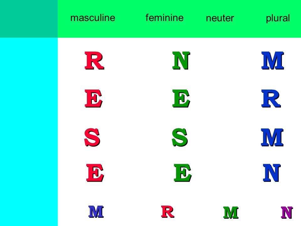 masculine feminine neuter plural R E S N E S M R N M R M N