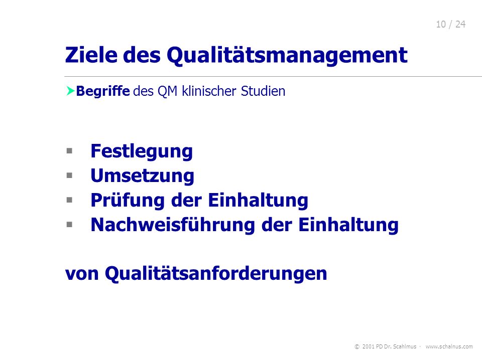 Ziele des Qualitätsmanagement
