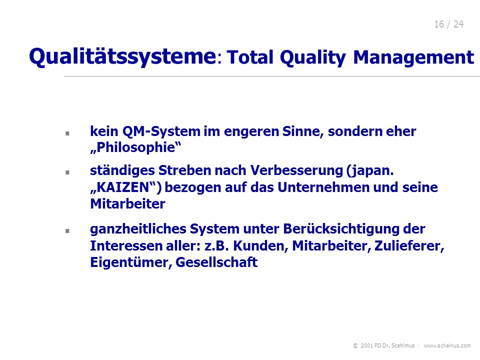 Qualitätssysteme: Total Quality Management