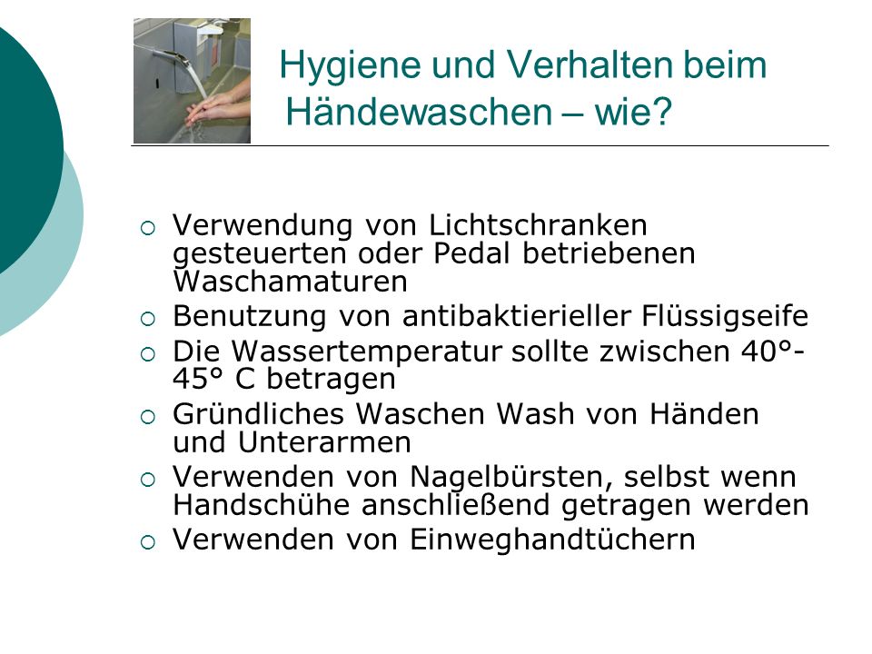 Hygiene und Verhalten beim Händewaschen – wie