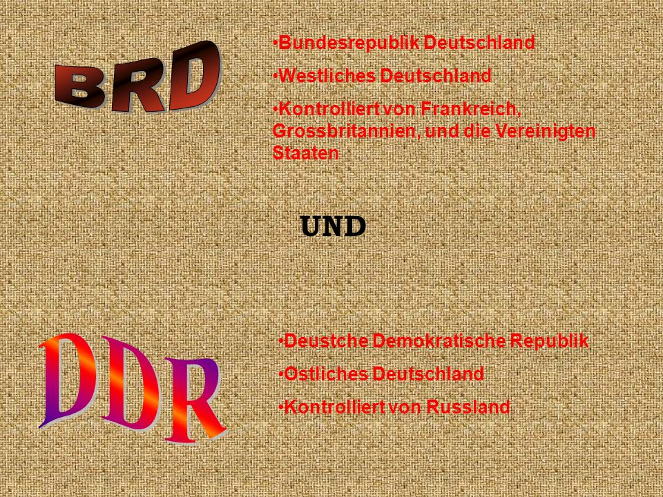BRD DDR UND Bundesrepublik Deutschland Westliches Deutschland