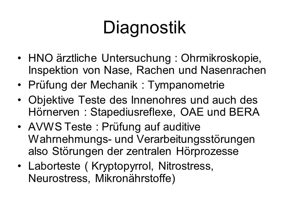 Diagnostik HNO ärztliche Untersuchung : Ohrmikroskopie, Inspektion von Nase, Rachen und Nasenrachen.