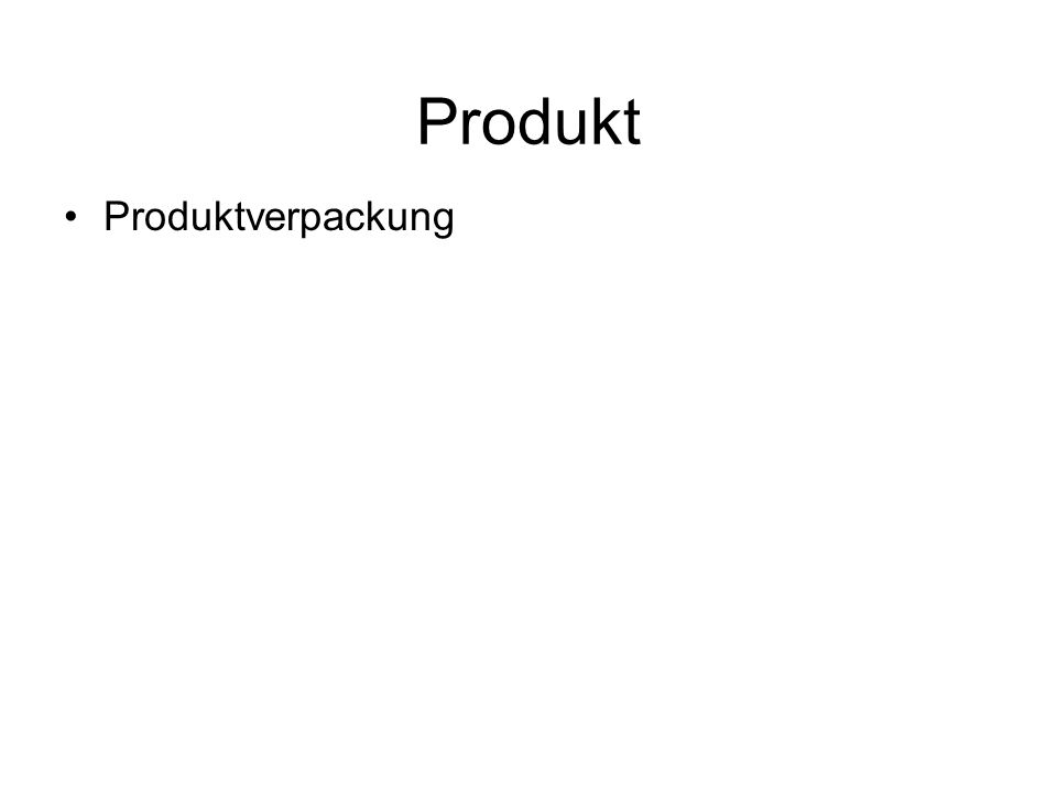Produkt Produktverpackung