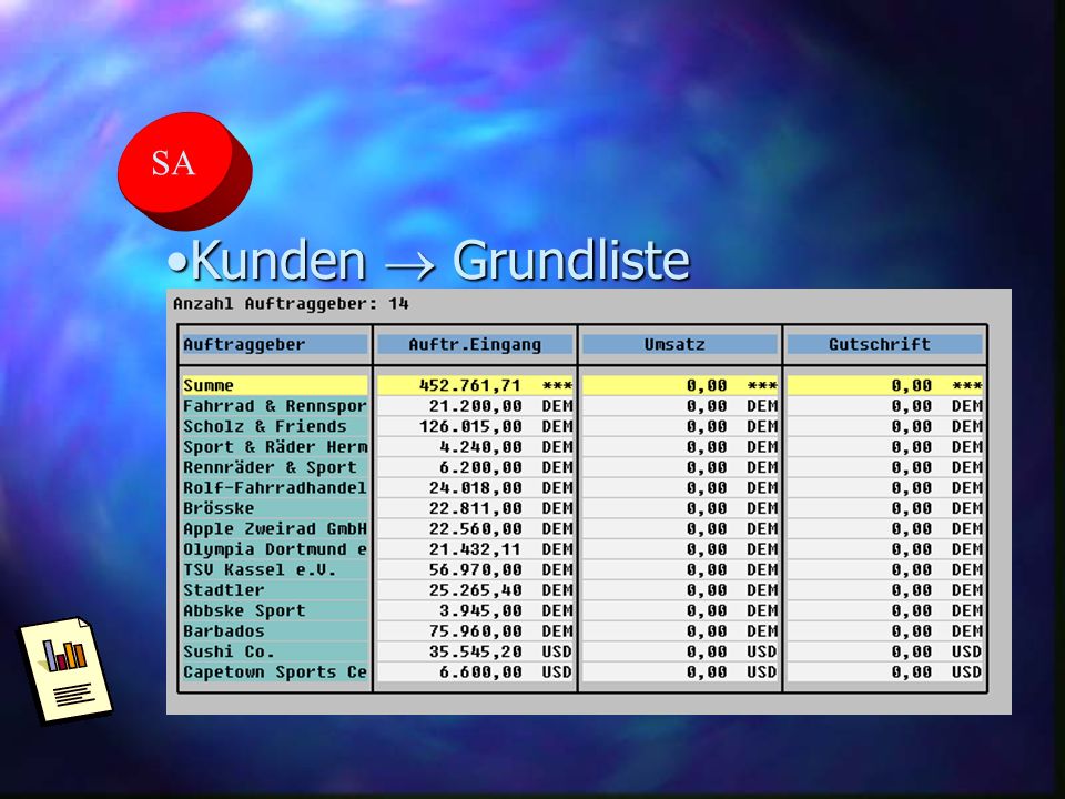 SA Kunden  Grundliste