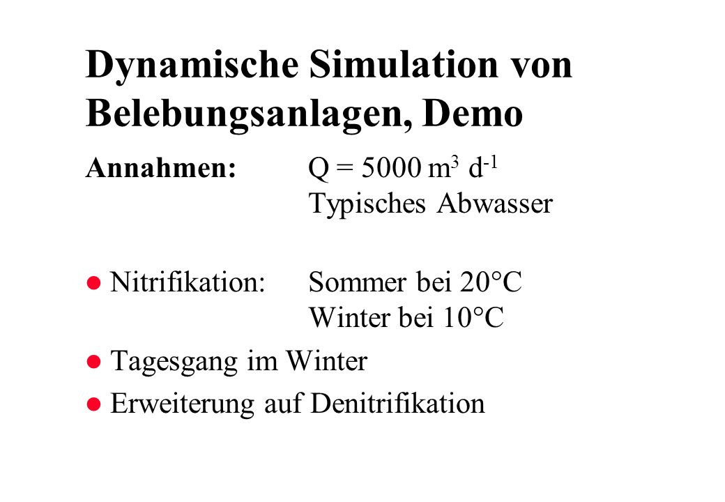 Dynamische Simulation von Belebungsanlagen, Demo