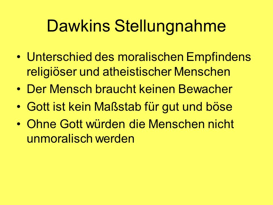 Dawkins Stellungnahme