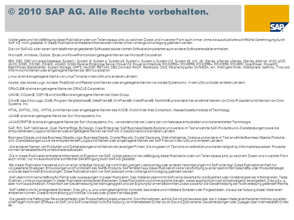 © 2010 SAP AG. Alle Rechte vorbehalten.