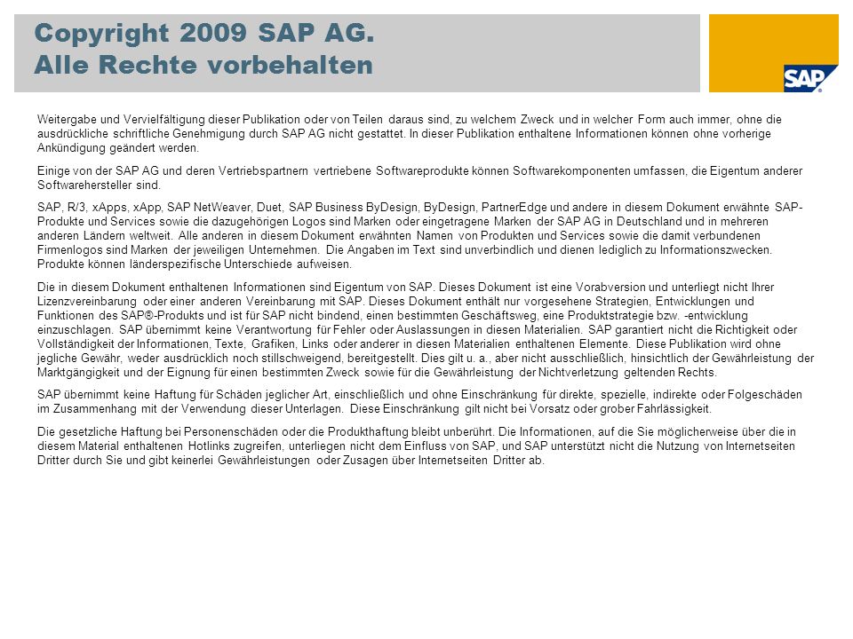 Copyright 2009 SAP AG. Alle Rechte vorbehalten