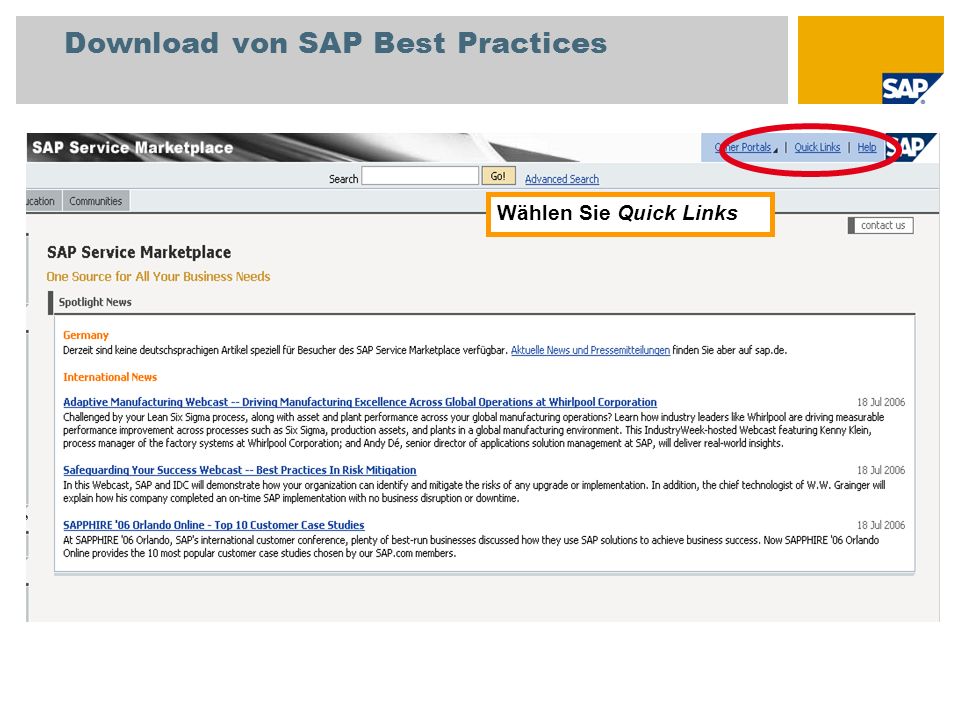 Download von SAP Best Practices
